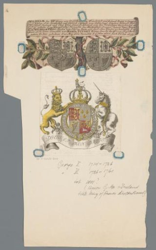 Coats of Arms of William III of Orange and Mary II of England and the Coat of Arms of Great Britain