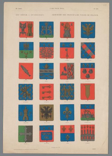 Twenty-four coats of arms of French cities