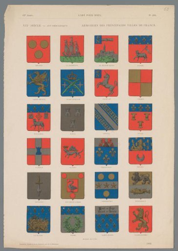 Twenty-four coats of arms of French cities