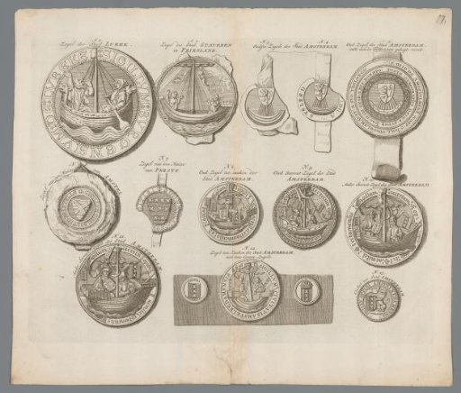 Thirteen seals from Amsterdam, Friesland and Lübeck
