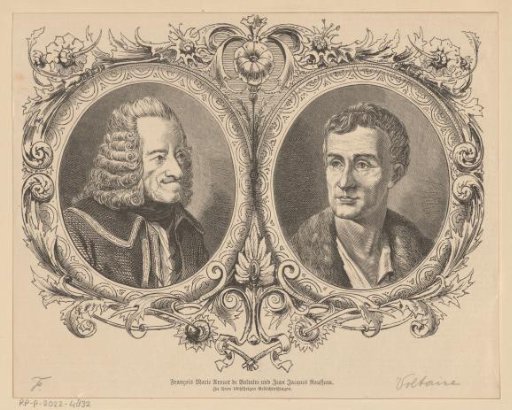 Portraits of Voltaire and Jean-Jacques Rousseau