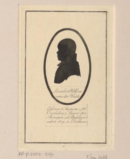 Silhouette portrait of Lambert Willem van der Weide
