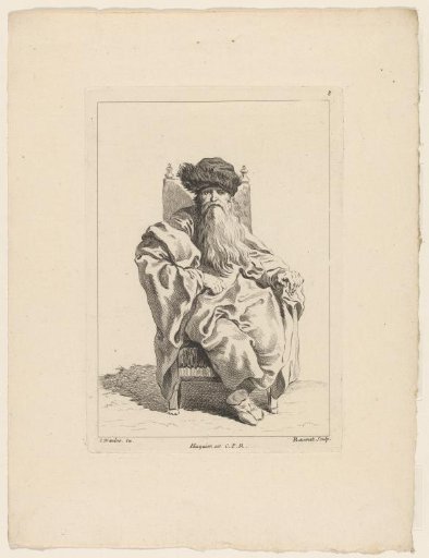 Seated man with long beard