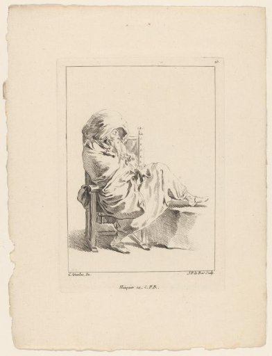 Seated man with foot on a raised platform