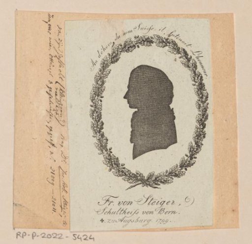 Silhouette portrait of Niklaus Friedrich von Steiger