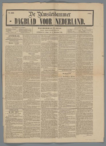The Amsterdammer of 17 July 1884 with an article on the funeral of Prince Alexander
