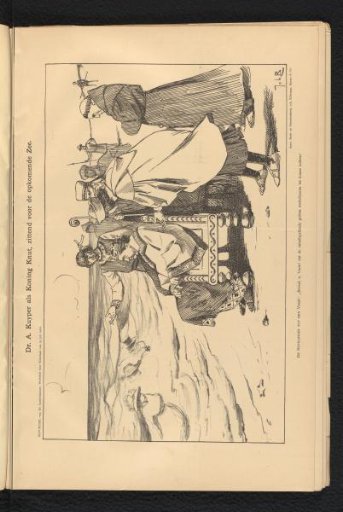 Dr. A. Kuyper as King Canute, Seated Before the Rising Sea