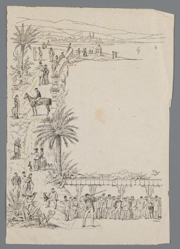 Letter paper with scenes of entertainment on a southern coast
