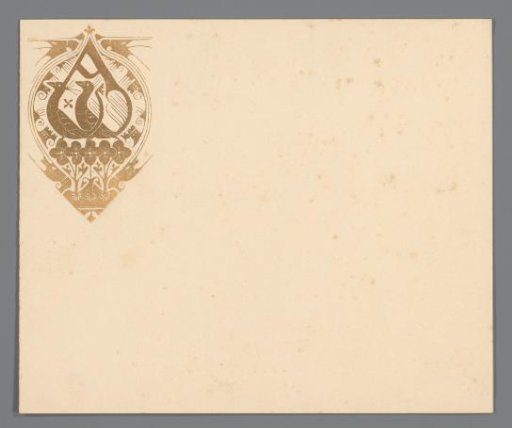 Letterhead with a vignette featuring the Greek letters Alpha and Omega formed by peacocks