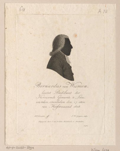 Silhouette portrait of Bernardus van Weemen