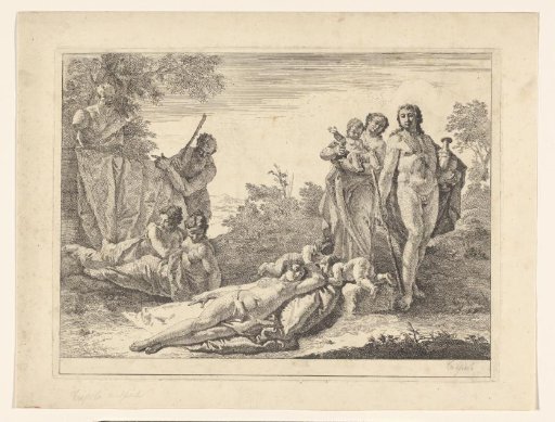 Pastoral scene by a herm of Pan