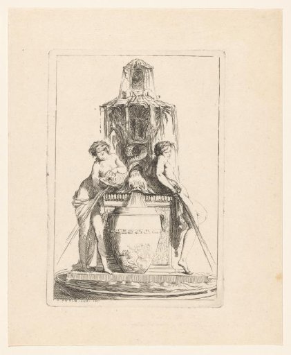 Fountain with two nymphs and water-spouting dolphins
