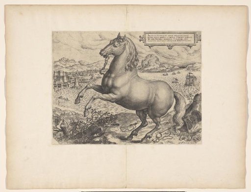 The liberated horse. Allegory of the Netherlands having shaken off the Spanish yoke