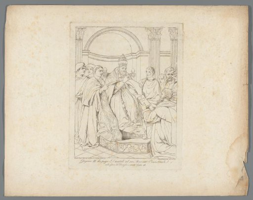 Pope Gregory II handing decretals to a lawyer