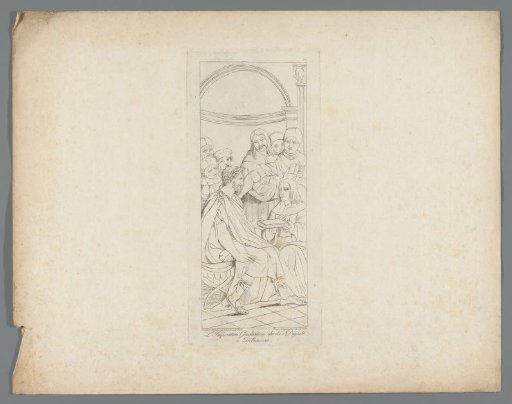Emperor Justinian I hands the Digests to Tribonianus