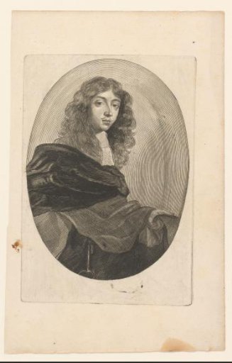 Portrait of an unknown man with long hair and a key on his cloak