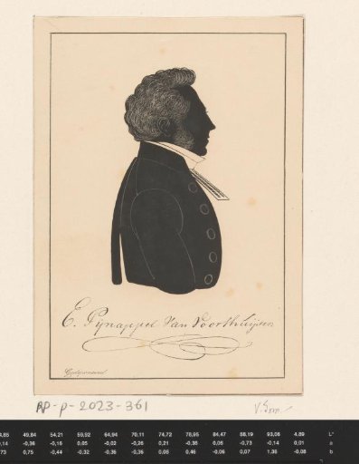 Silhouette portrait of Evert Pijnapple van Voorthuijsen