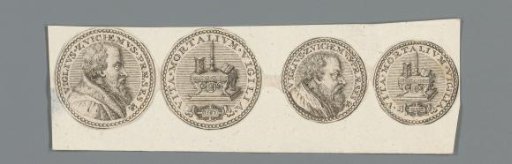 Obverse and reverse of two medals with the portrait of Viglius Zuichemus Ab Aytta and his emblem on both sides