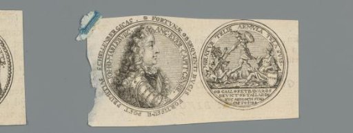 Obverse and reverse of a medal with the portrait of John Churchill and an allegorical figure