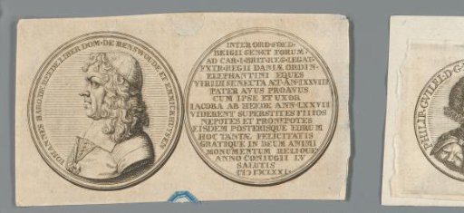 Obverse and reverse of a medal with the portrait of Johan Baron van Reede van Renswoude and a poem