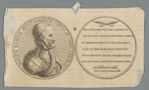 Obverse and reverse of a medal with the portrait of Philip of Montmorency and a poem