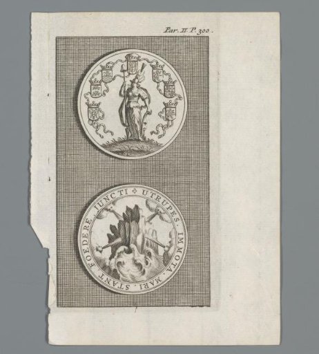 Obverse and reverse of a medal with two emblems