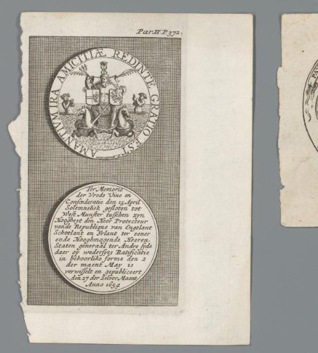 Obverse and reverse of a medal with an emblem and a poem
