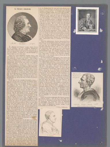 Sheet with two portraits of Denis Diderot and two of Charles de Montesquieu