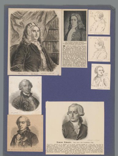 Sheet with eight portraits of historical men