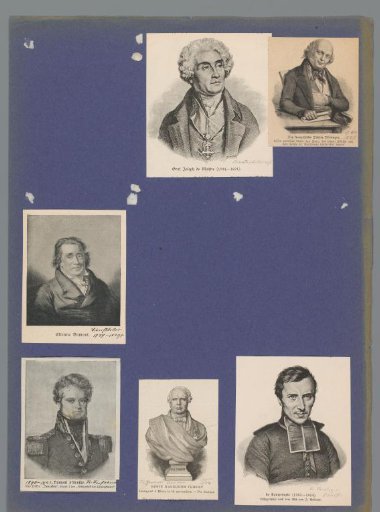 Sheet with six portraits of historical men