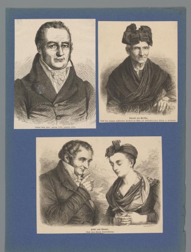 Sheet with two portraits of Johann Peter Hebel and two of Veronika Rohrer as 'Vreneli'
