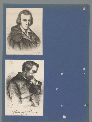 Sheet with two portraits of Heinrich Heine