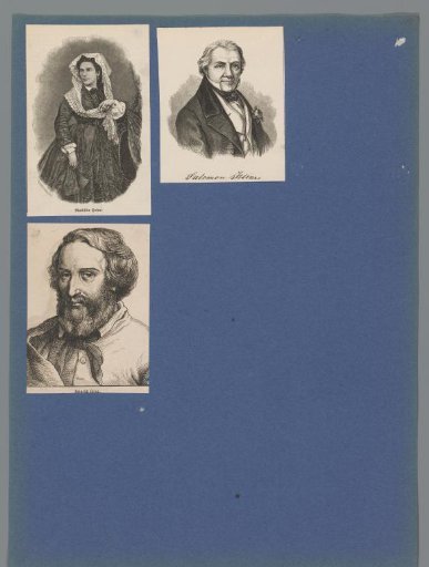 Sheet with one portrait of Mathilde Heine, one of Salomon Heine, and one of Heinrich Heine