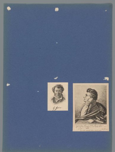 Sheet with two portraits of Heinrich Heine