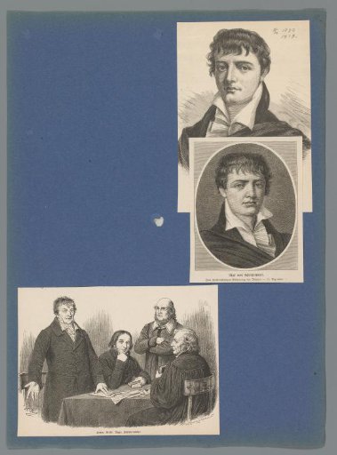 Sheet with two portraits of Max von Schenckendorff and a group portrait of four unknown men
