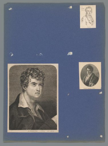 Sheet with two portraits of François Joseph Talma and one of Jacques-Louis David