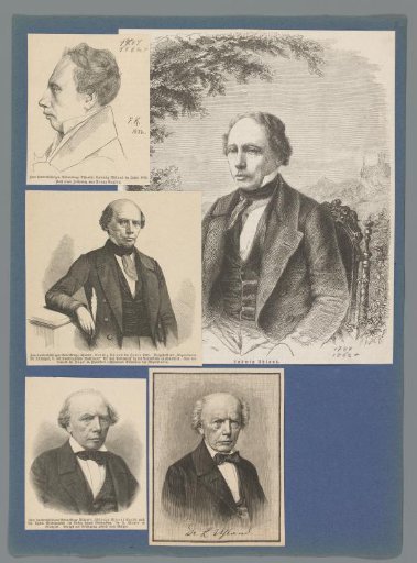 Sheet with five portraits of Ludwig Uhland