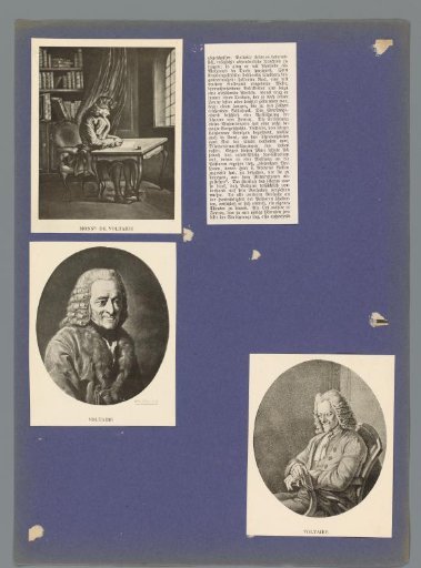 Sheet with three portraits of Voltaire