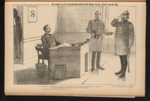 A consultation of the Amsterdam police at the office of the "Nieuws van den Dag"