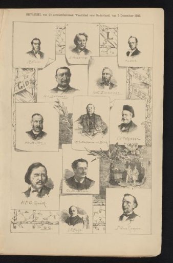 Portraits of twelve writers, poets, and literary figures associated with De Gids