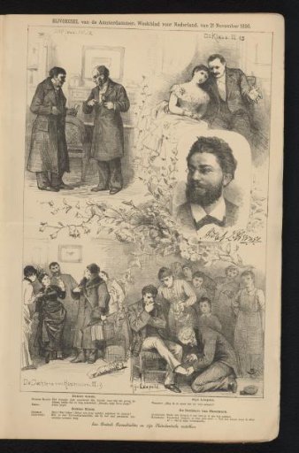 Scenes from various plays by Adolph L'Arronge and his portrait