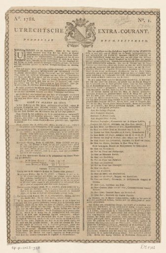 Utrecht Extra-Gazette of 18 September 1788