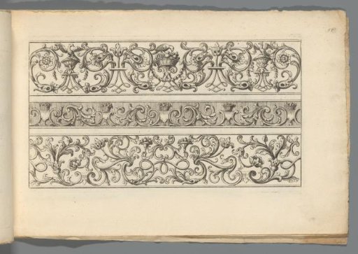 Three ornamental friezes with foliage and birds