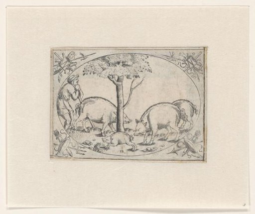 Swineherd with Four Pigs