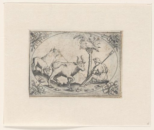 Shepherd with Two Oxen