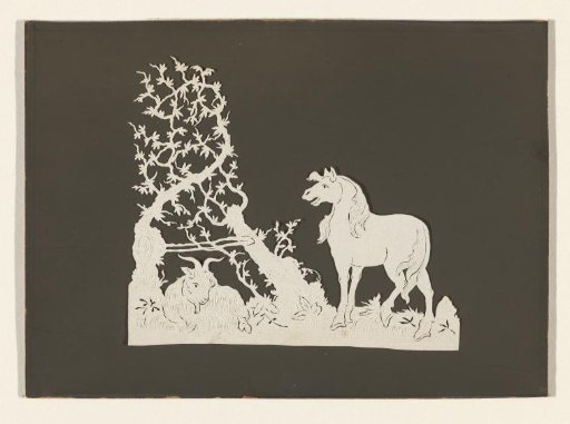 Horse and goat in a landscape