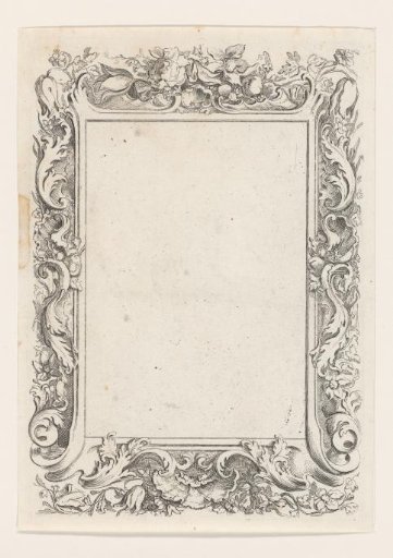 Border with shell ornament, leaf tendrils and flowers