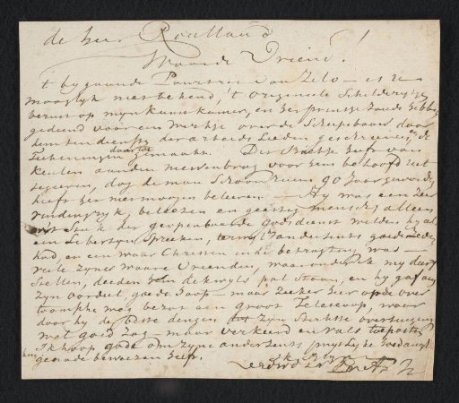 Letter from Cornelis Ploos van Amstel to Henri-Jean Roulland, concerning the marine painter Adam Silo
