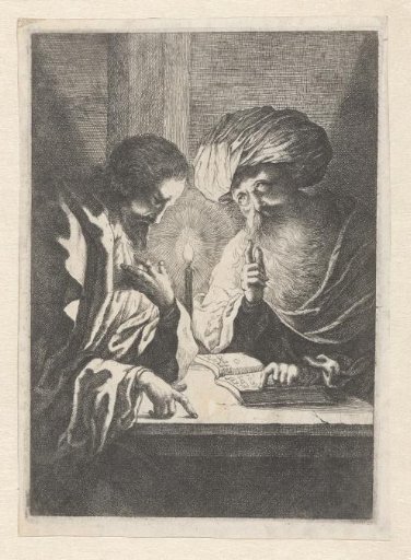 Christ and Nicodemus by candlelight