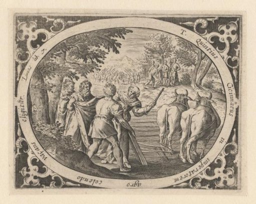 Quintus Cincinnatus ploughing his fields